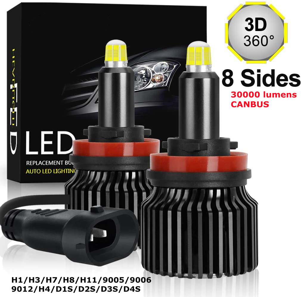 2pcs 360  3D ڵ Canbus H7 LED H1 H3 30000LM HB3 9..